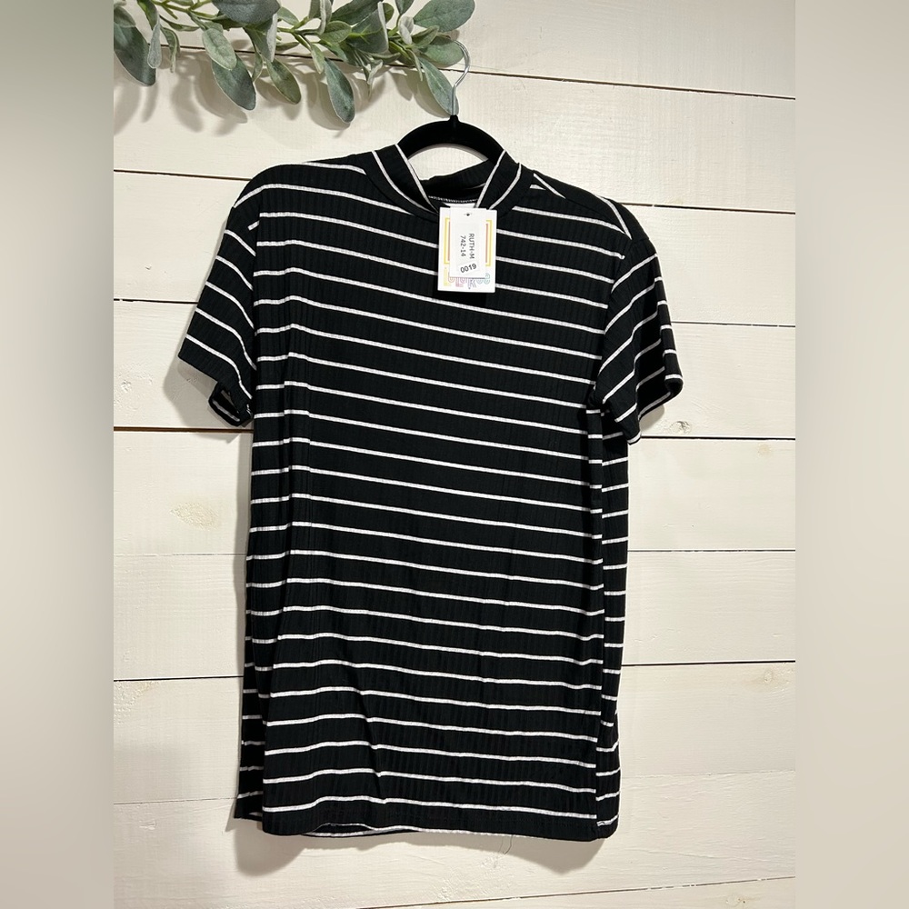 Striped Mock Neck Top